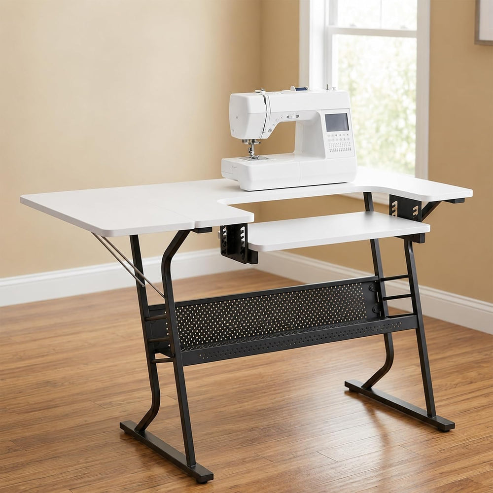 Sew Ready Eclipse Hobby/Sewing Craft Table, Black/White
