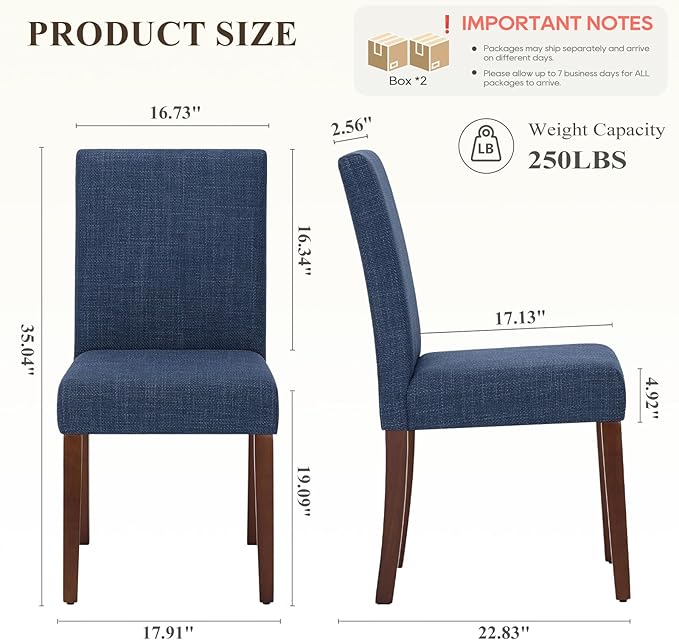 Upholstered Dining Chairs Set of 4, Modern Fabric Dining Room Chair, Wooden D...