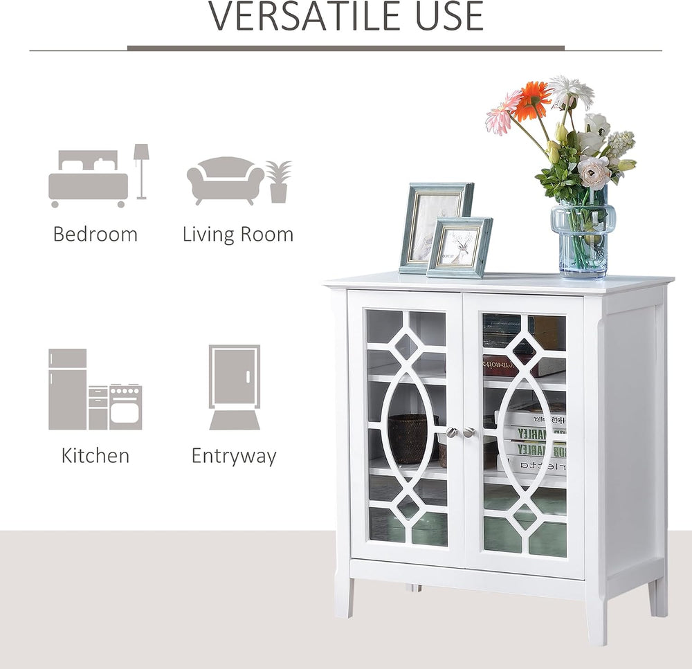 HOMCOM Sideboard Buffet Cabinet, Kitchen Side Cabinet, White
