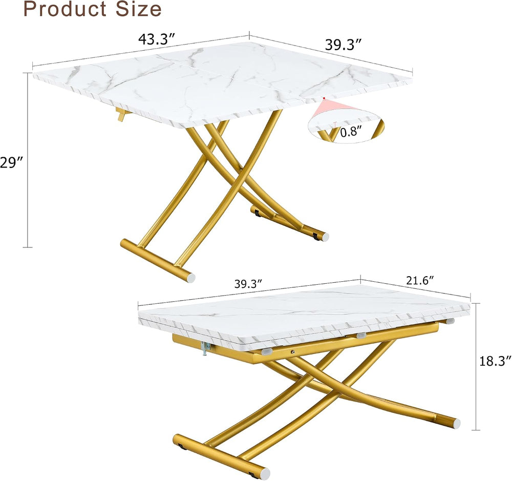Height Adjustable Folding Table - Converts from Coffee to Dining, Wooden Top ...