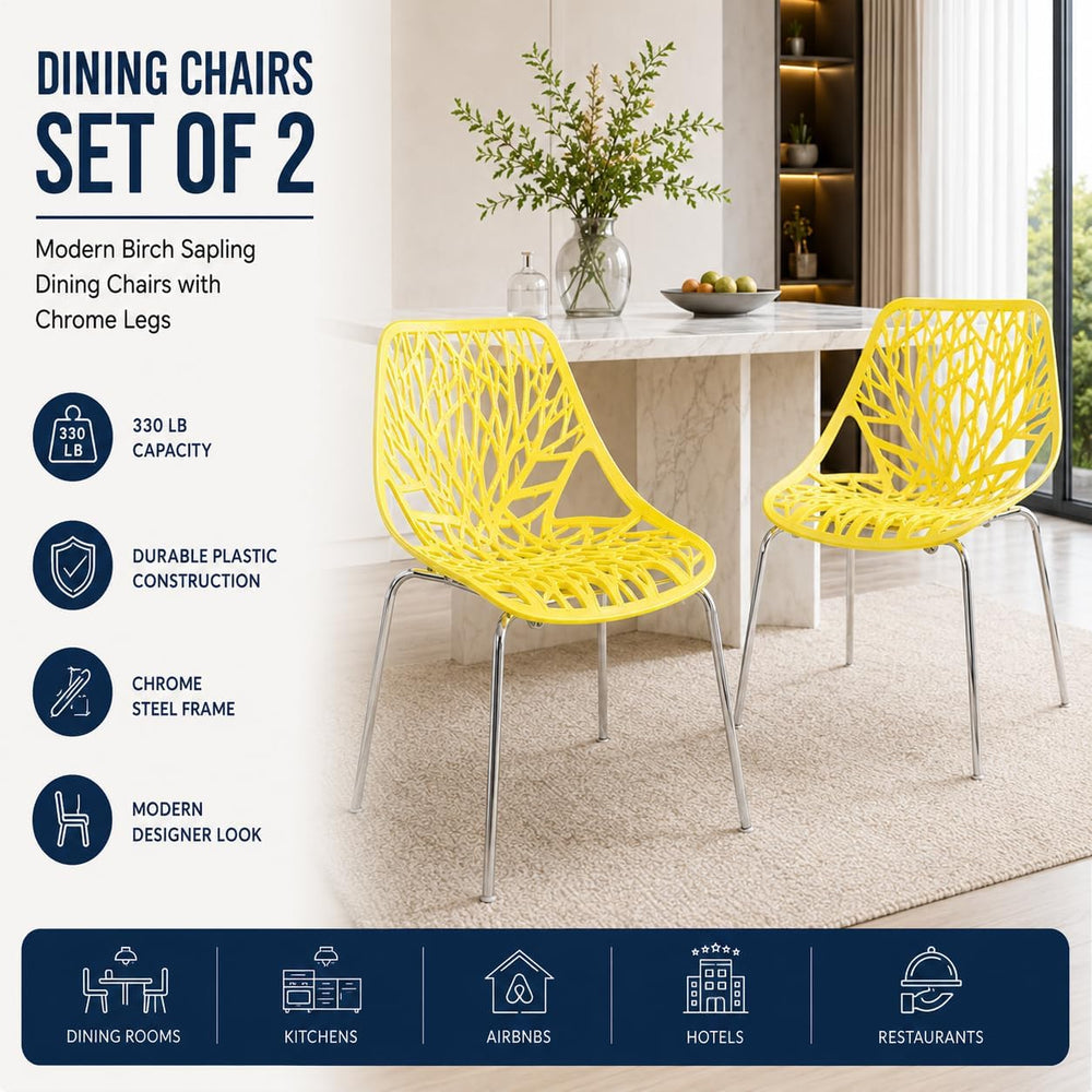 Modern Yellow Dining Chair, Birch Style Chairs for Dining Room, Hotels, Resta...