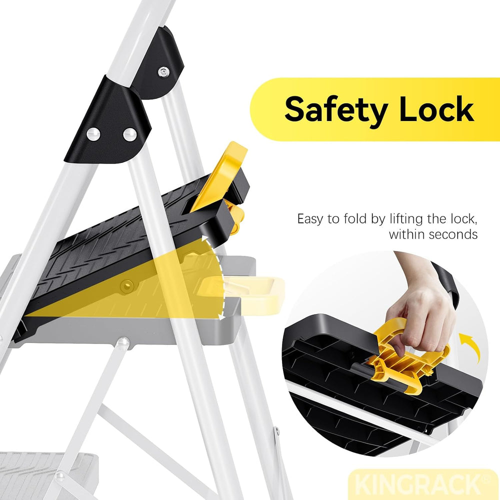 KINGRACK 2 Step Folding Ladder, 800lbs Capacity Step Stool with Safety Lock, ...