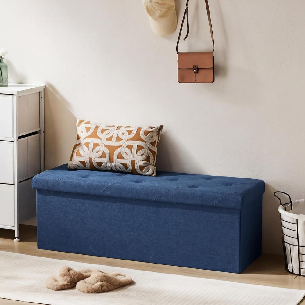 Sweetcrispy 43 Inch Folding Storage Ottoman Bench, Ottoman with Storage | Lar...