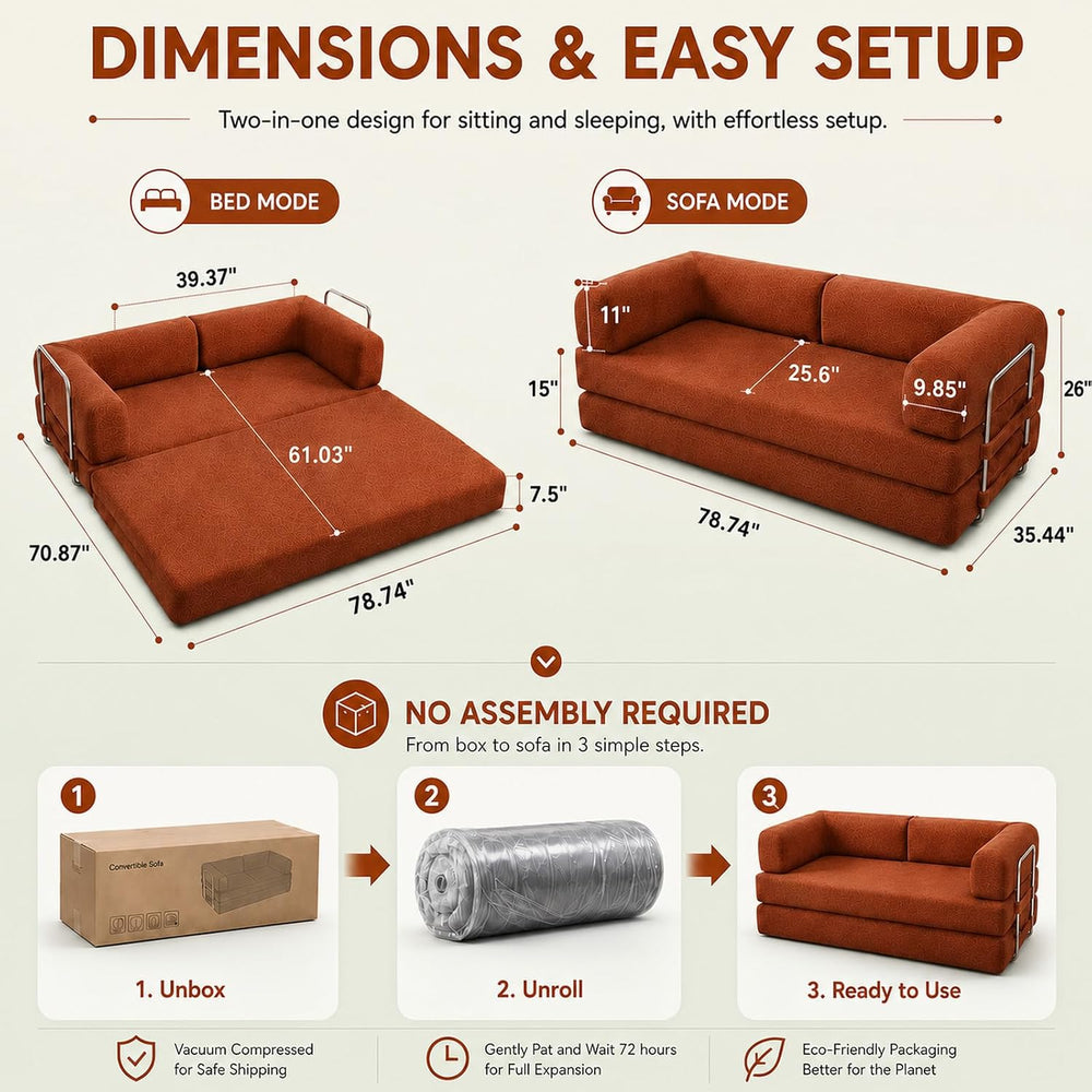 WHGBJA 79" 5 in 1 Convertible Sofa Bed Couch, Modular Sectional, Lovesea...