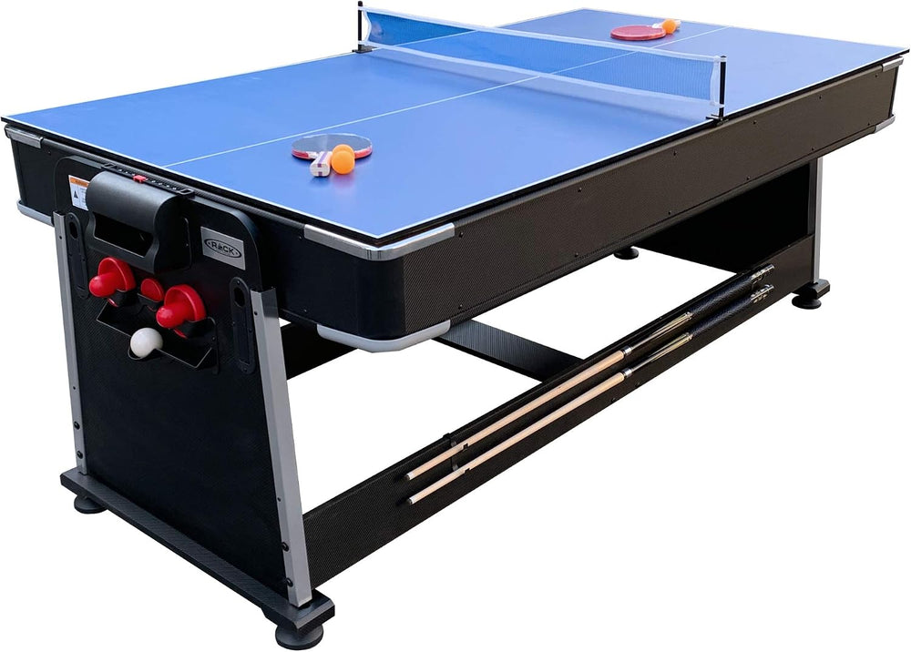 RACK Triad 7-Foot 3-in-1 Multi-Game Swivel Table - Billiards/Pool, Table Tenn...
