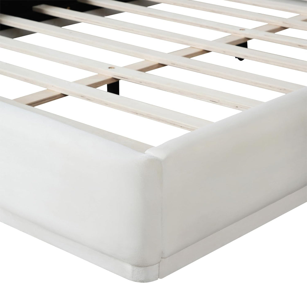 King Size Upholstered Bed Frame with Headboard, Modern Platform Bed with Soft...