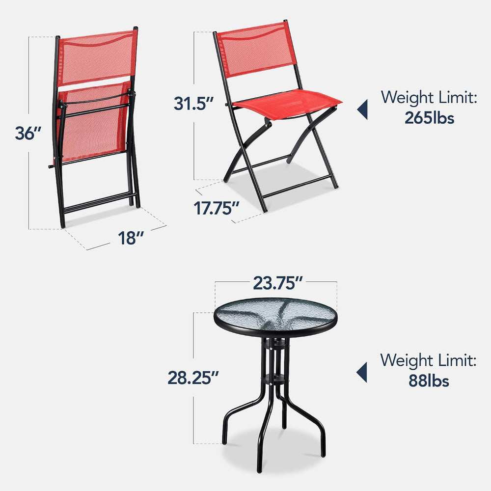 Best Choice Products 3-Piece Patio Bistro Dining Furniture Set w/Textured Gla...