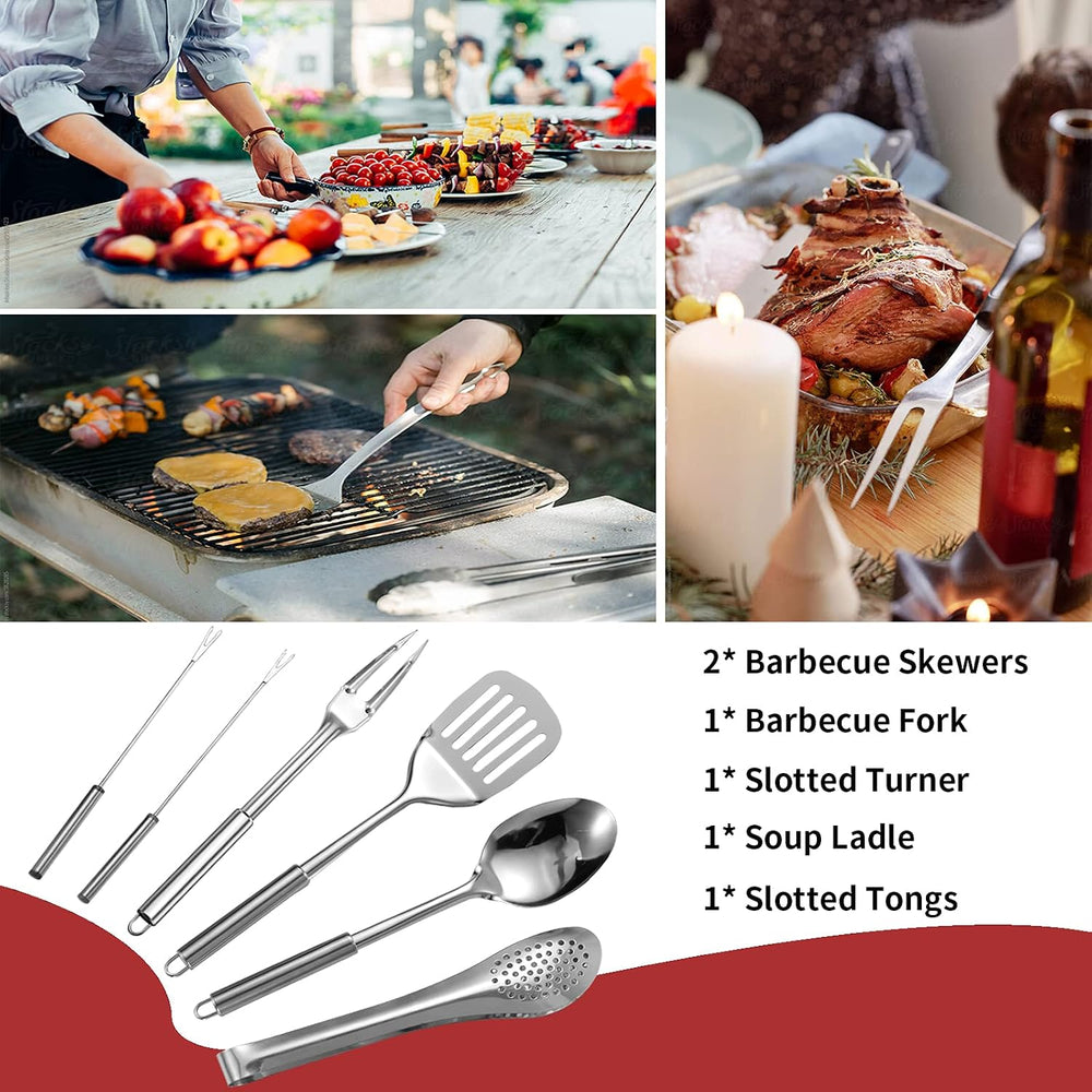 Portable Camping Kitchen Utensil Set-27 Piece Cookware Kit, Stainless Steel O...