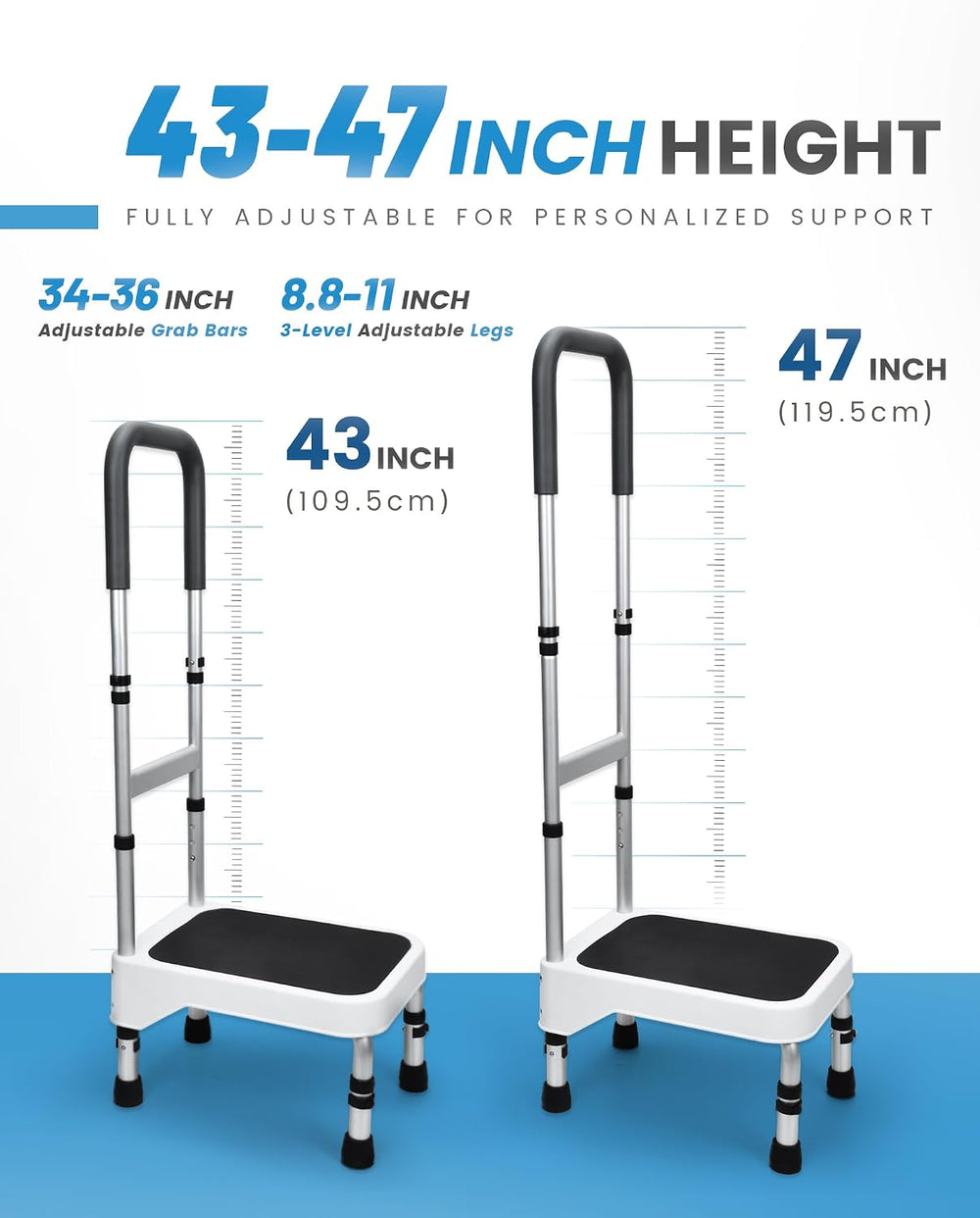 Step Stool with Handle for Elderly, Aluminum Step Stools for Adults, Step Sto...