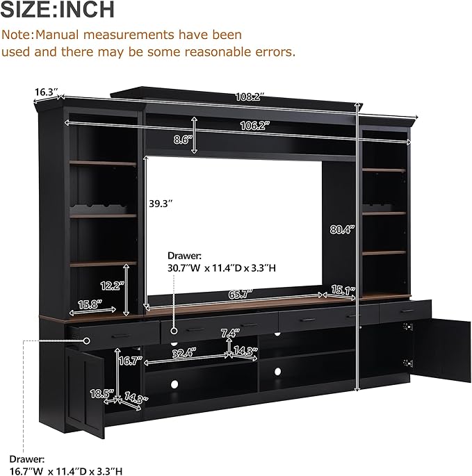 Farmhouse 4-Piece Entertainment Center with Bookshelf for TVs Up to 70",...