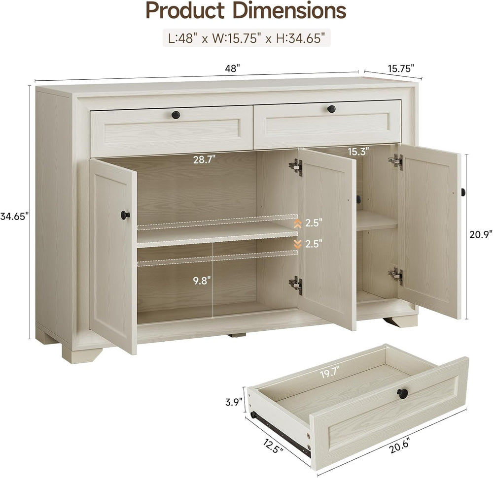 ONBRILL 48 Inches Sideboard Buffet Cabinet with Storage, Farmhouse Sideboard ...