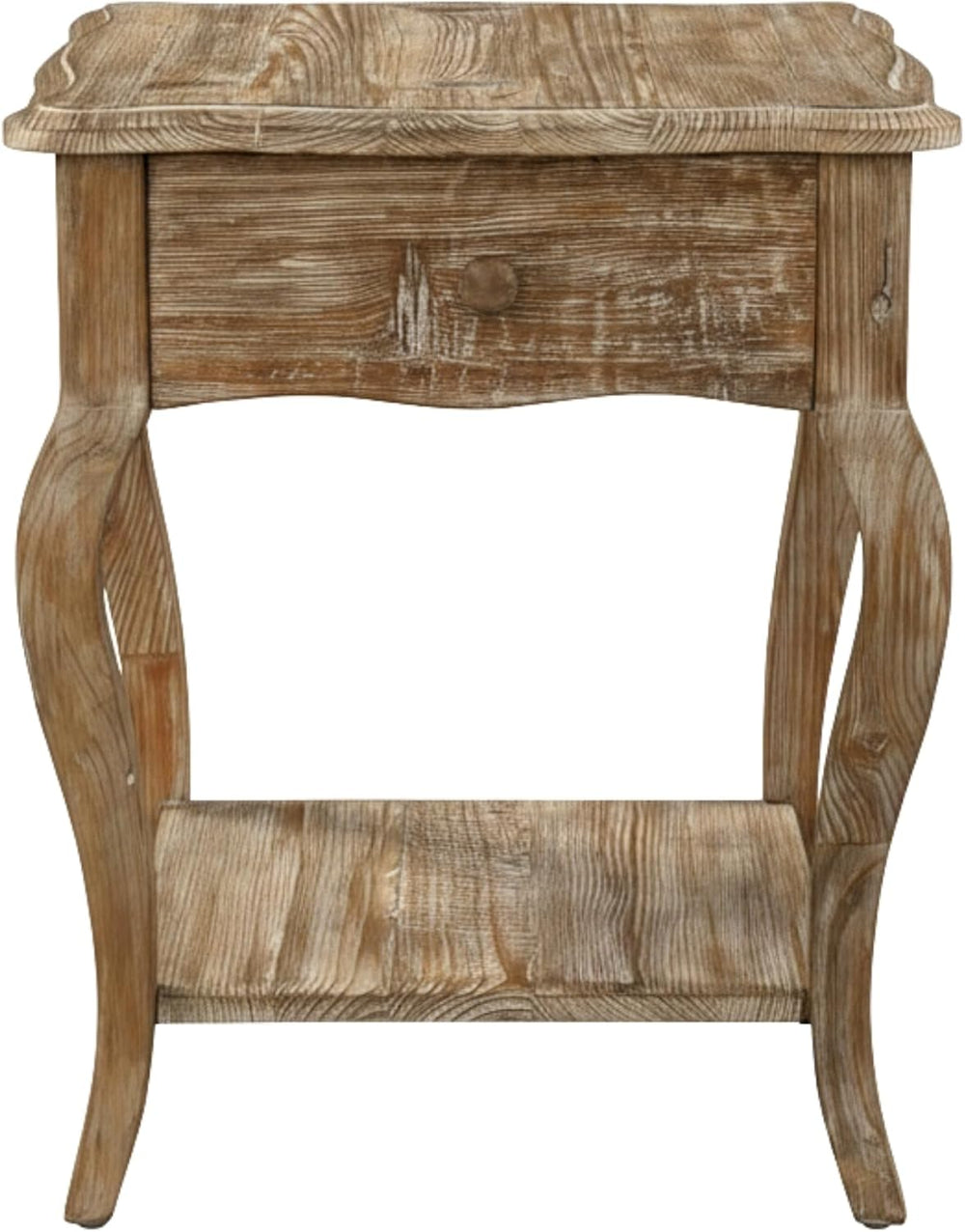 Austerity 20-Inch Rectangular Rustic Solid Wood End Table with Drawer and She...