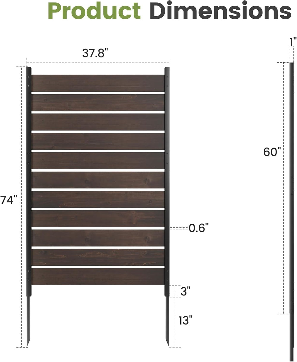 Wood Privacy Screen No Dig Outdoor Garden Fence (Dark Brown, 61 * 37.8 in)