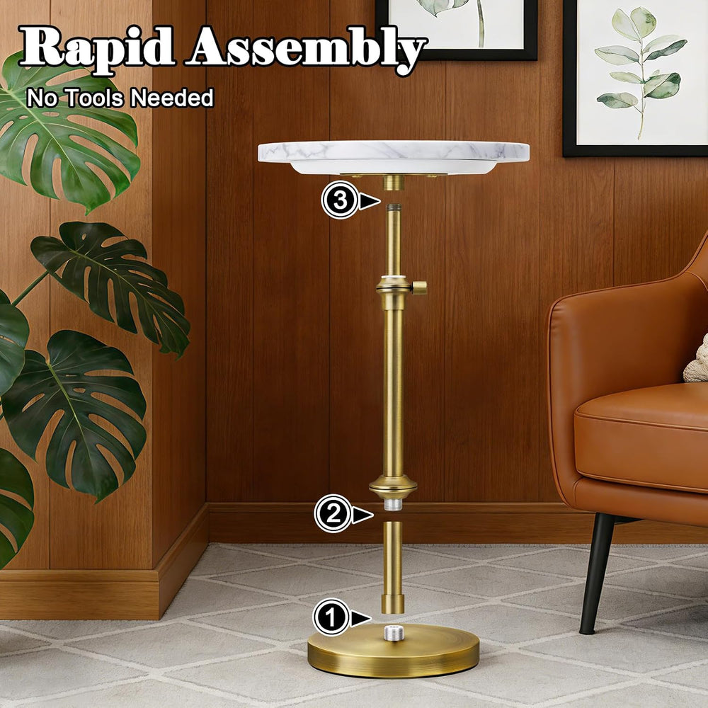 MILPROX Adjustable Height Natural Marble Drink Table,11 x 11 x 22-30 Inch | A...