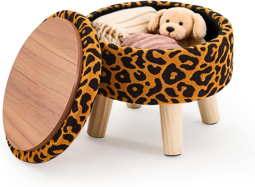 Wimarsbon Storage Ottoman, Modern Round Footrest with Soft Padded Seat, Patte...