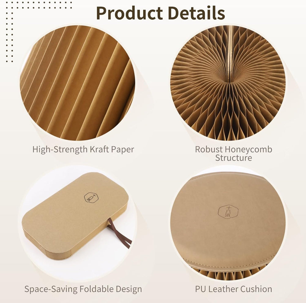 Paper Folding Stool, 12 Inch Kraft Paper Honeycomb Design Stool, 661 Lbs Load...