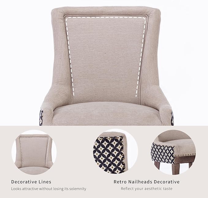 Dining Chairs Set of 2, Kitchen & Dining Room Chairs, Fabric Upholstered ...