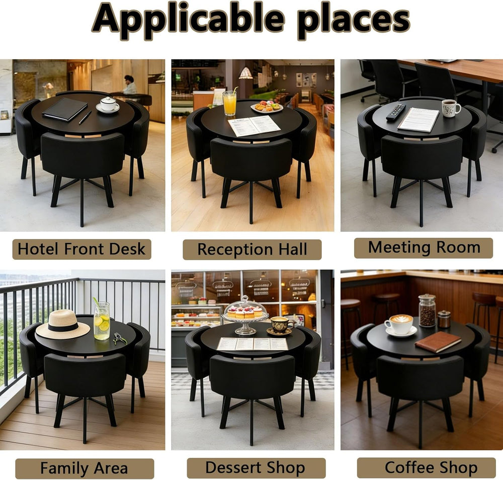 Round Dining Table Set for 4, Office Modern Restauran Office Conference Table...