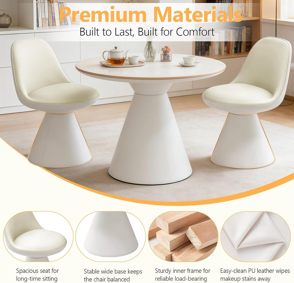 Swivel Vanity Chair, Multifunctional Upholstered Ottoman Foot Stool Leather w...