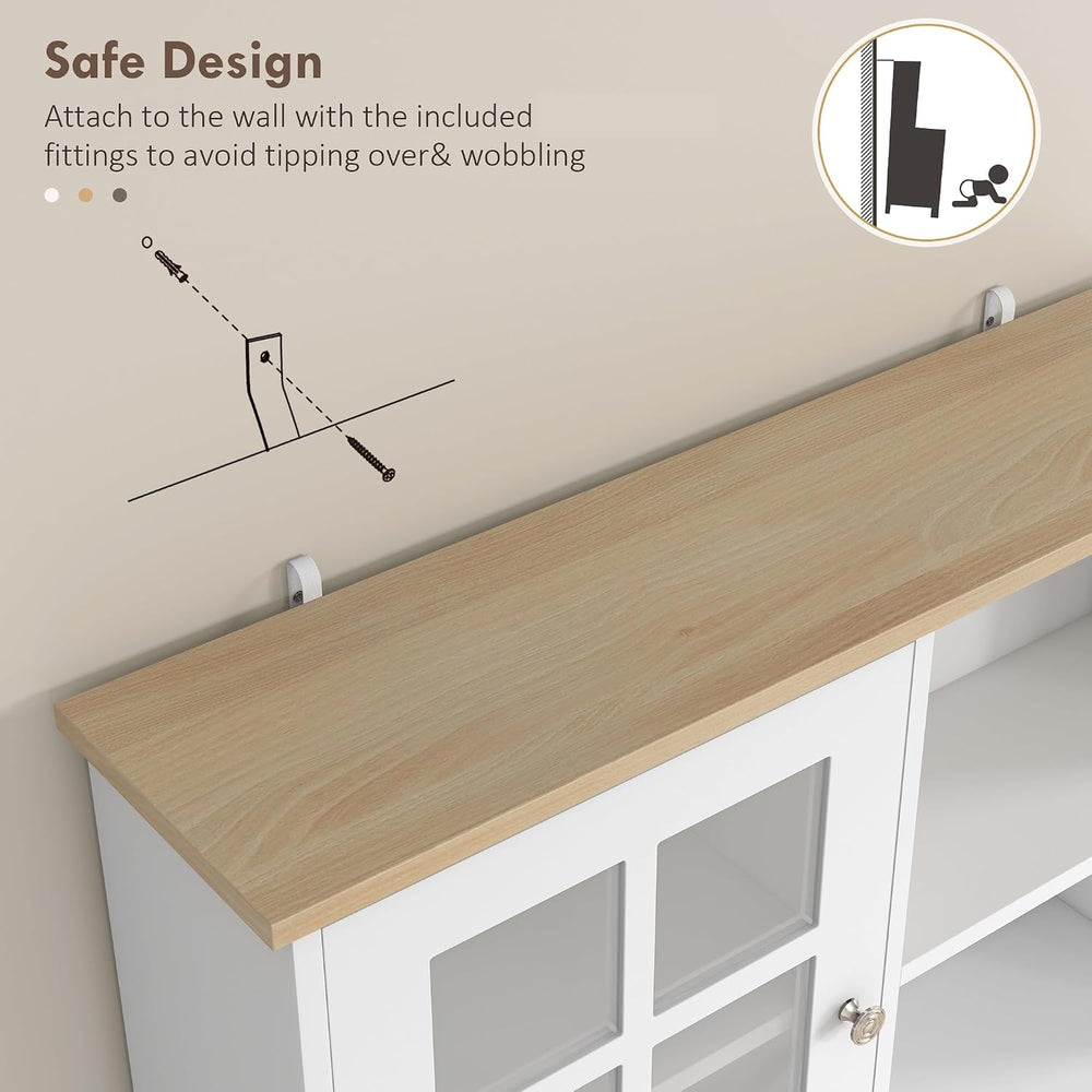 Modern Kitchen Pantry Cabinet, Freestanding Storage Cabinet with Hutch, for D...