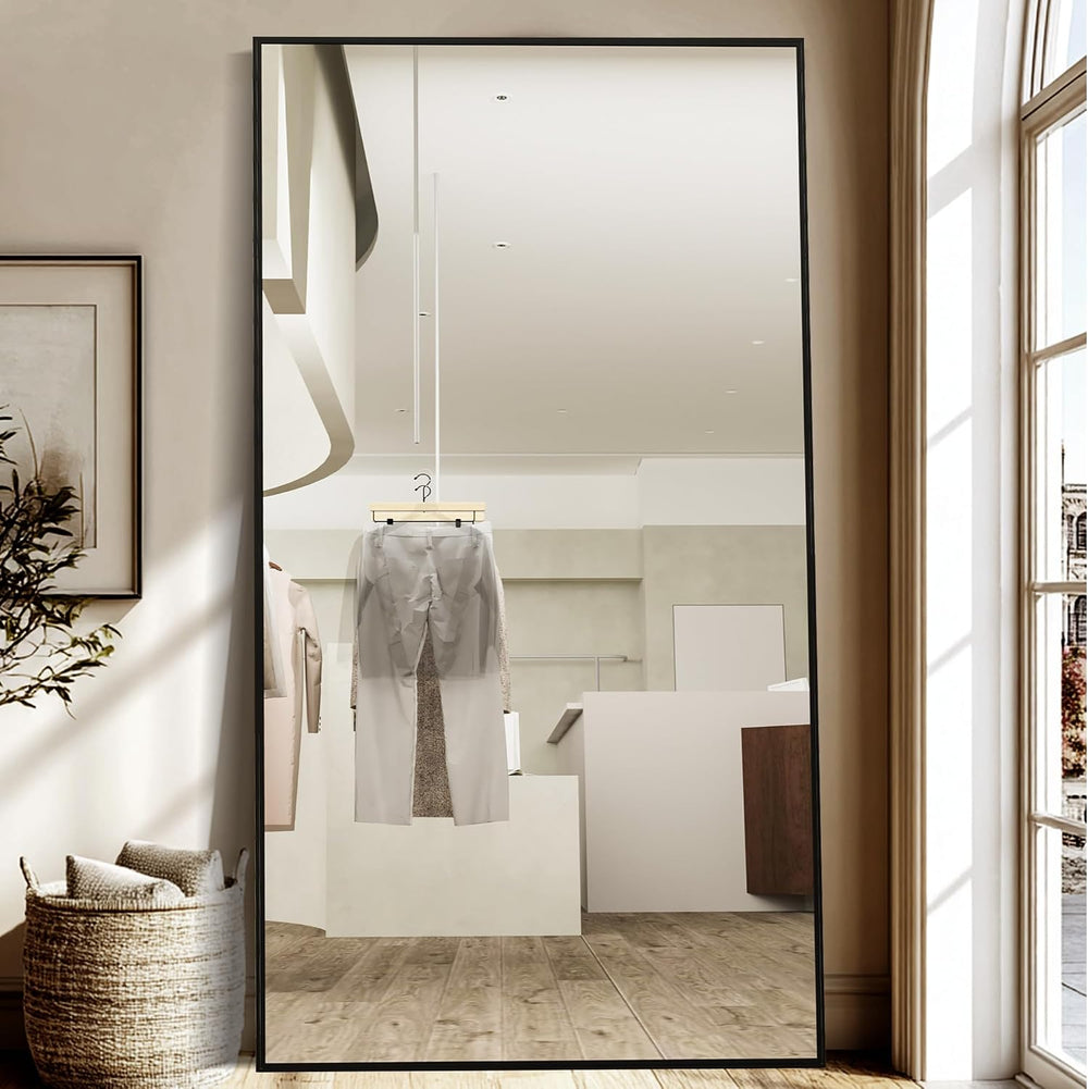 Beauty4U 79" x 39" Full Length Mirror with Stand, Black Large Floor...