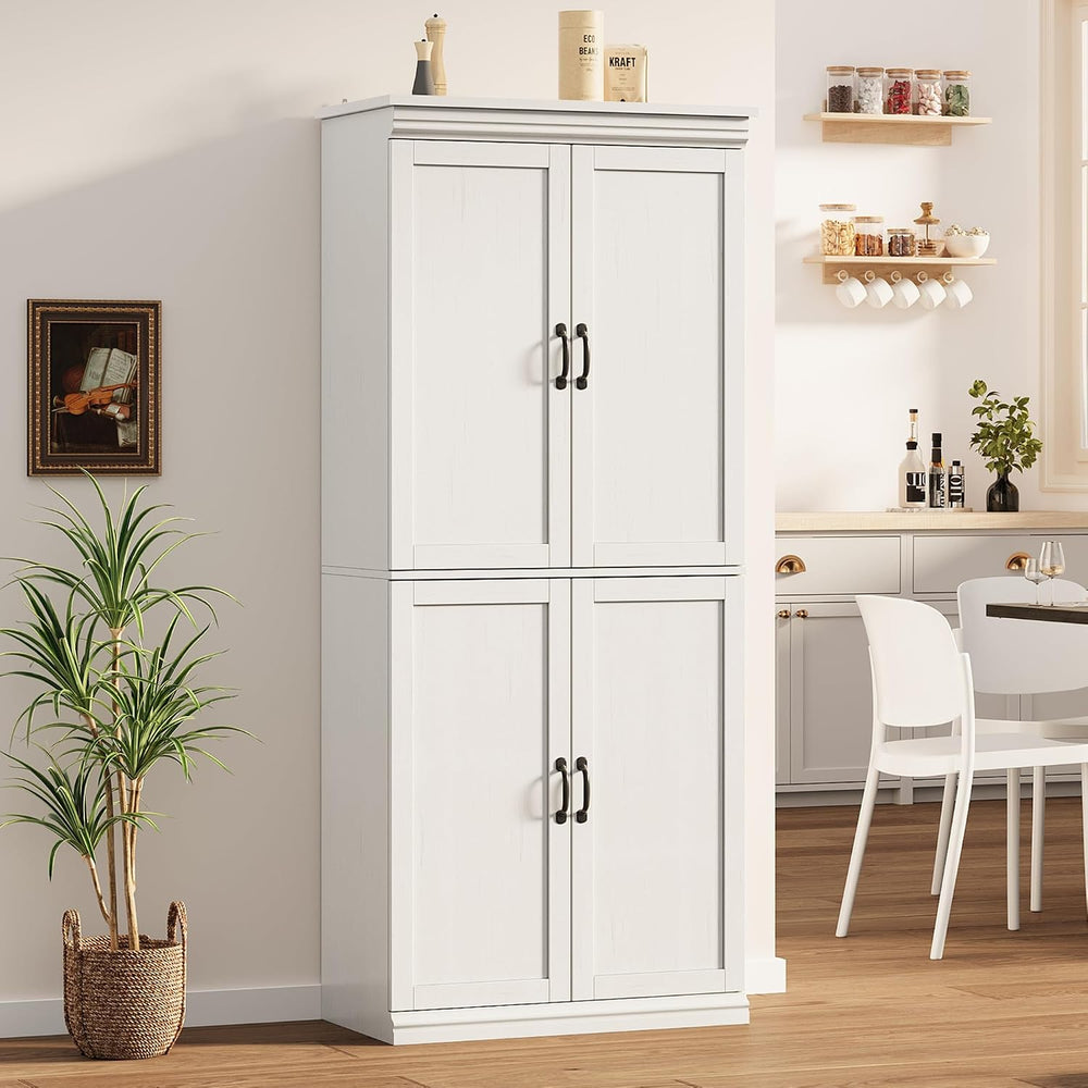 IDEALHOUSE Pantry Cabinet, White 4-Door with Adjustable Shelves, 70" H |...
