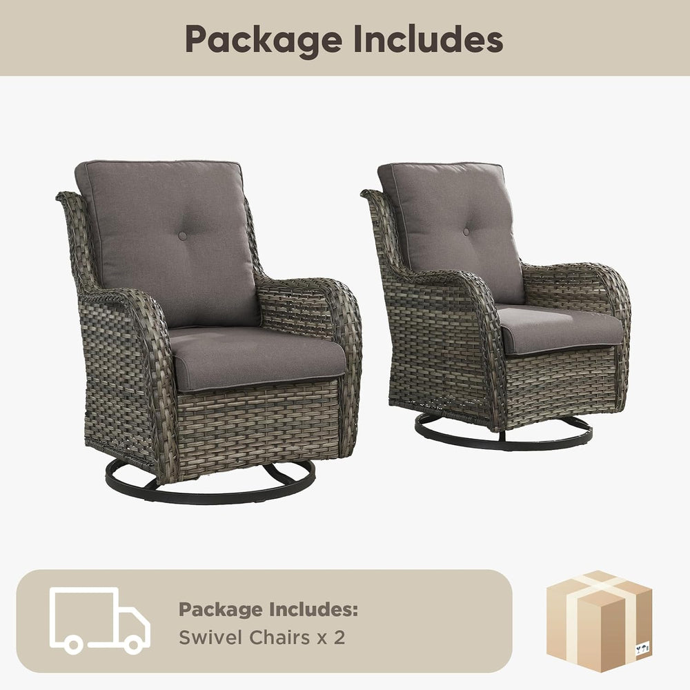 Outdoor Swivel Chairs Set of 2,Patio Wicker Rocker Chairs,All Weather Patio C...