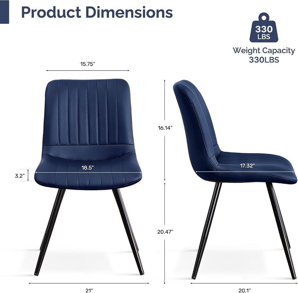 Dining Chairs Set of 2, Modern Dining Chairs with Thick Cushions, Faux Leathe...