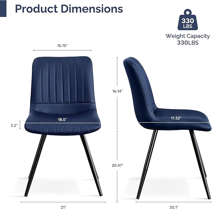Dining Chairs, Modern Dining Chairs with Thick Cushions, PU Leather Upholster...