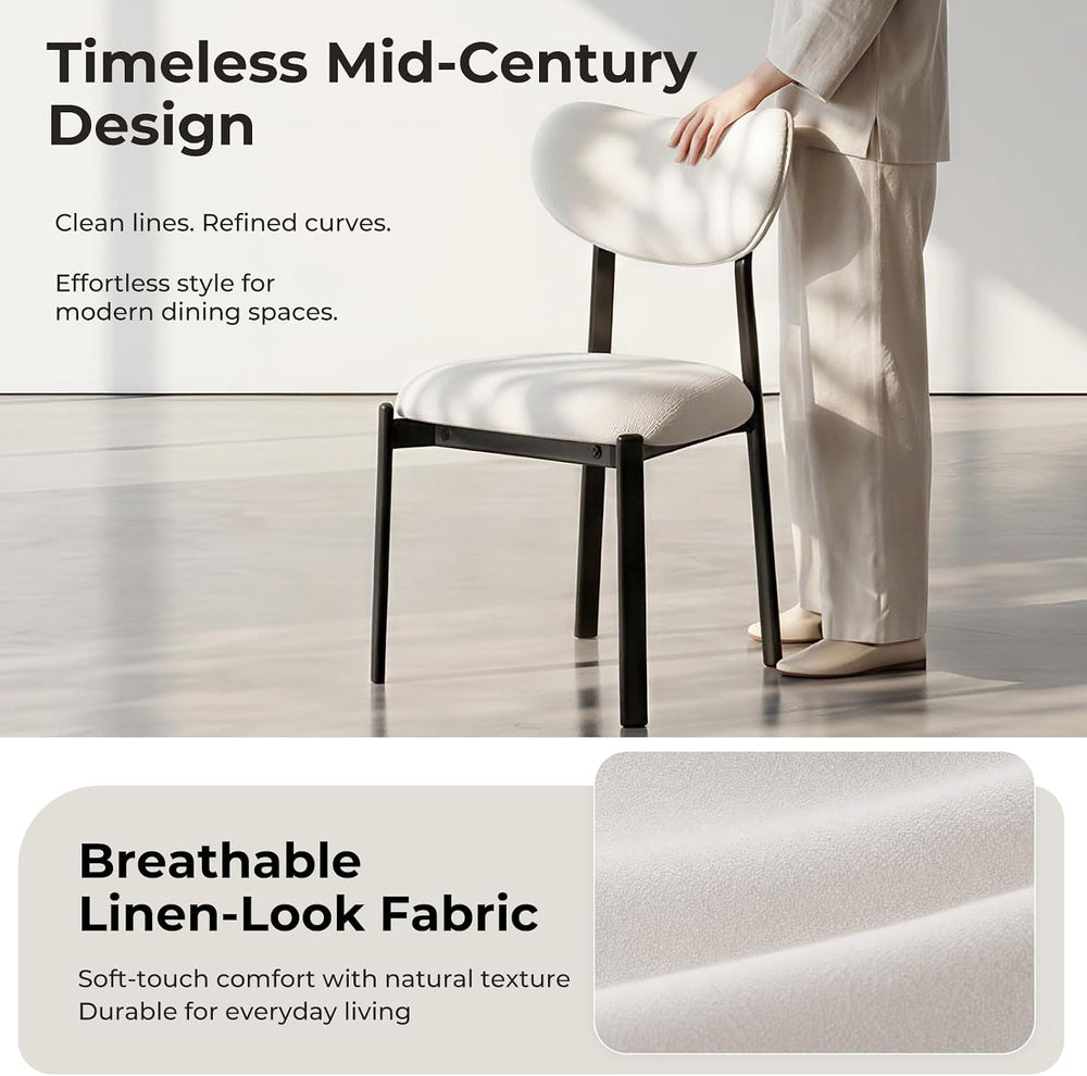 Dining Chairs, Modern Upholstered Fabric Kitchen Chairs | Textured Fabric, Cu...