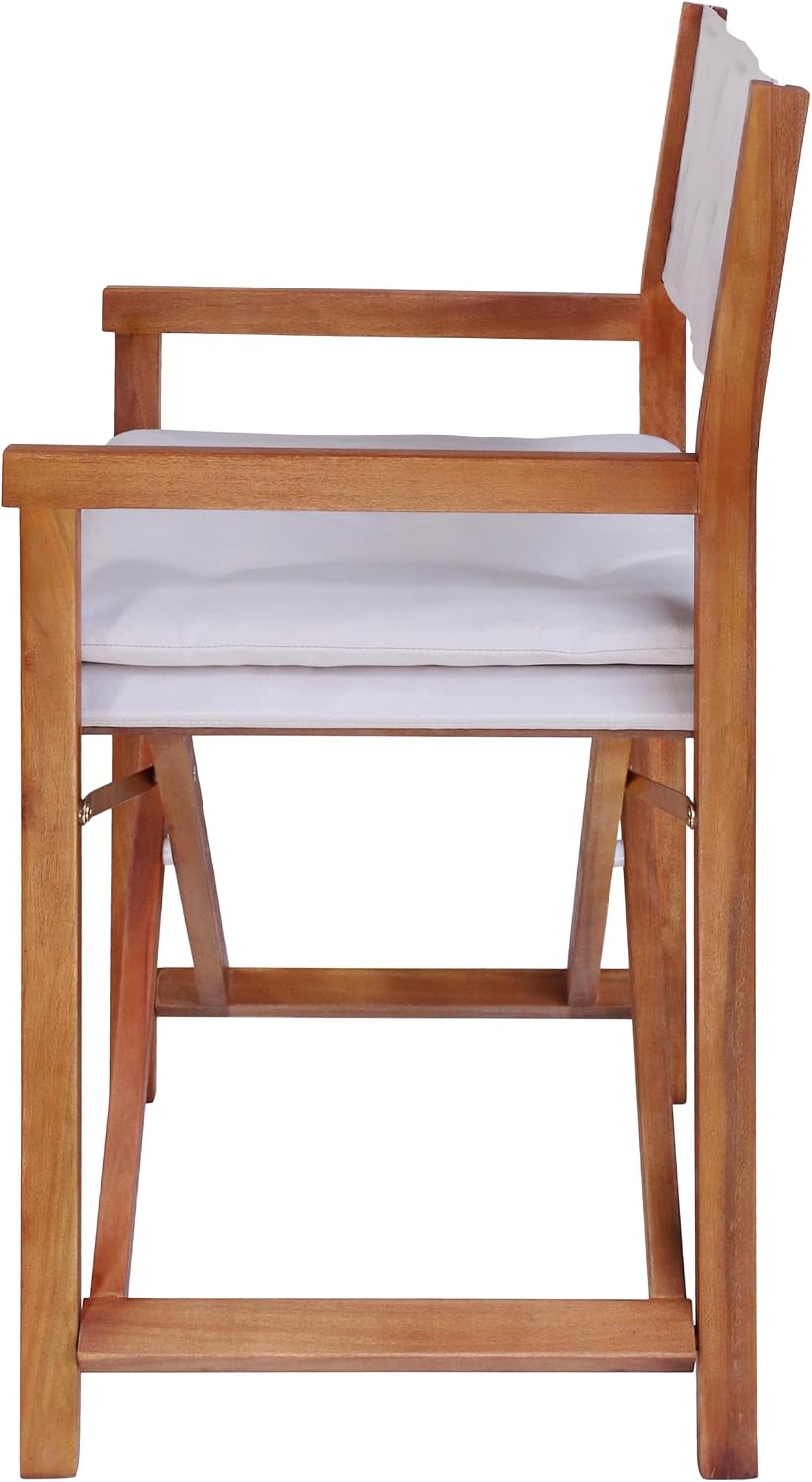 JONATHAN Y Waldo Foldable Acacia Wood Director Chair Set of 2, Cloud Gray
