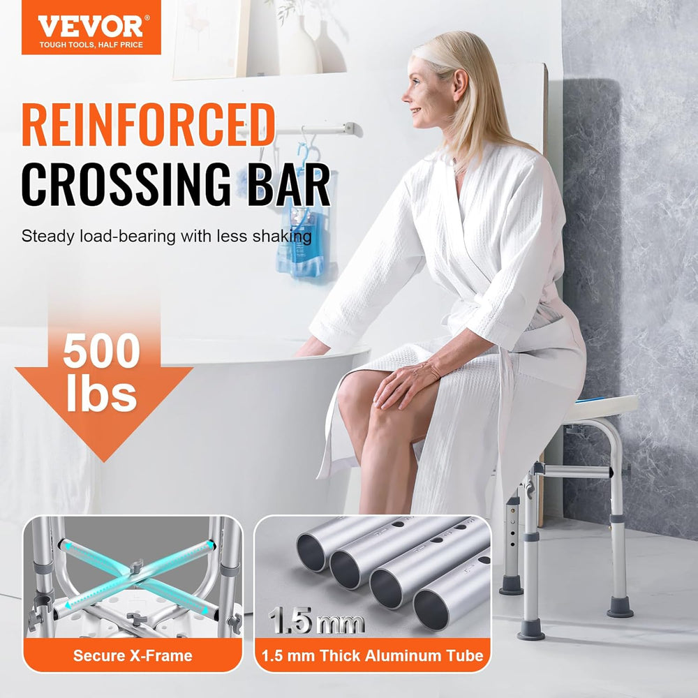 VEVOR Shower Chair for Inside Shower, Adjustable Height Shower Stool with Cro...
