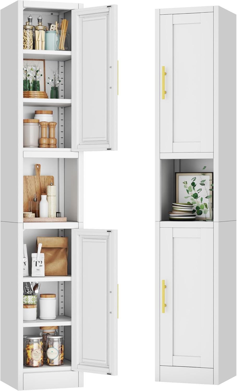 Tokawa 67" Tall Narrow Pantry Cabinet, 12 Inch Wide Kitchen Metal Storag...