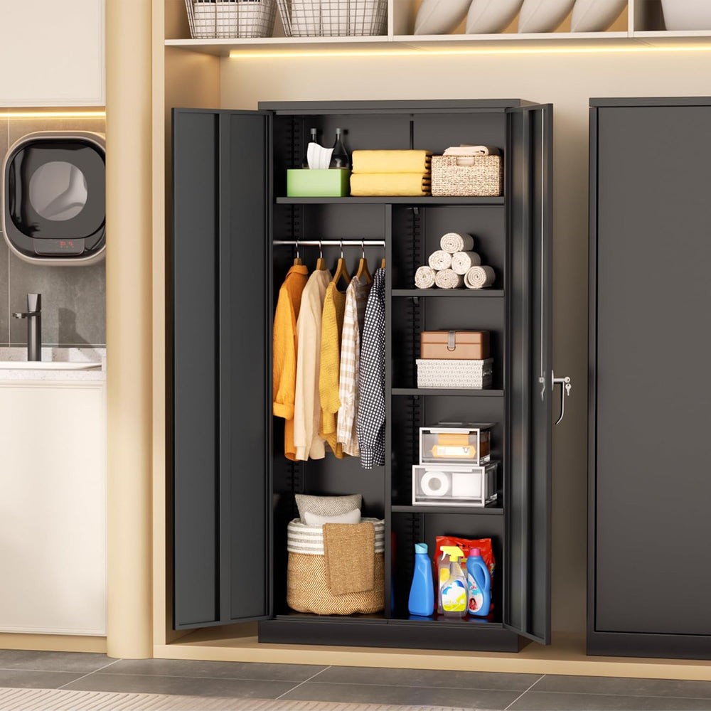 INTERGREAT Metal Wardrobe Cabinets with Lock, 72" Clothing Storage Cabin...