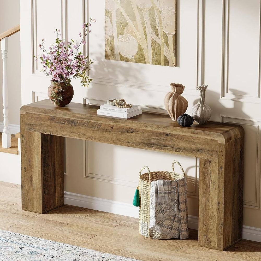 Tribesigns 70.9-Inch Extra Long Console Table | Rustic Wooden Sofa Table Behi...