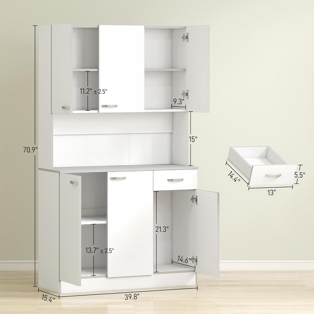 HOMCOM 71" Kitchen Pantry Cabinet, Tall Storage Cabinet with Microwave S...