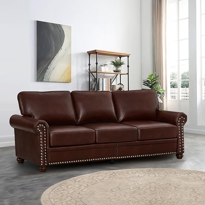3 Piece Faux Leather Sofa Set,Mid Century Modern Couch and Loveseat Sets with...