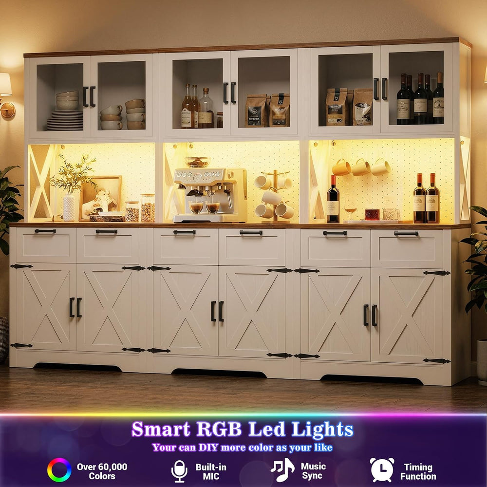 Unikito 94.5" Wide Kitchen Pantry Cabinet with 3 Power Outlets & LED...