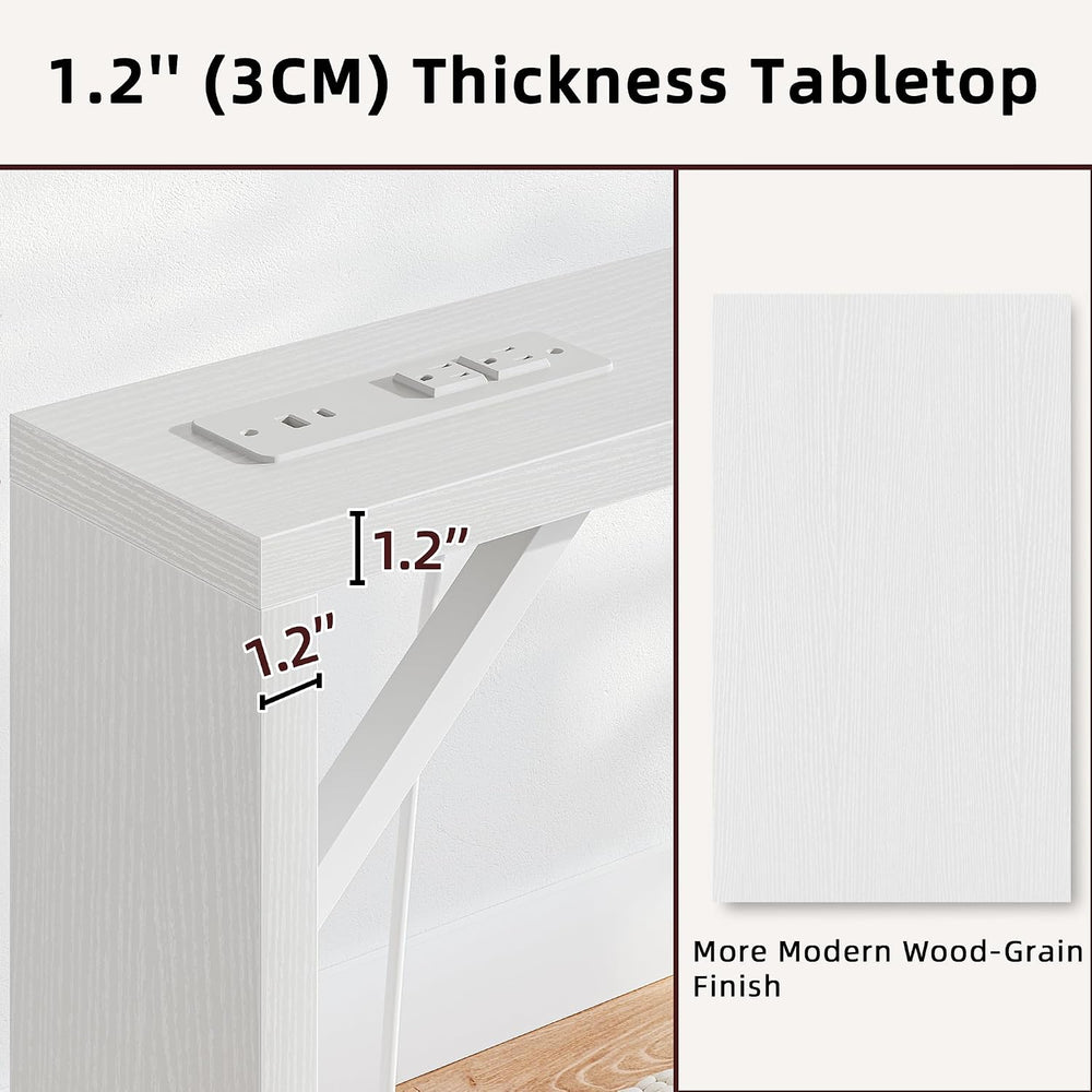 TIQLAB Sofa Table, 79 inch (1.2'' Thickness) Long Console Table Behin...
