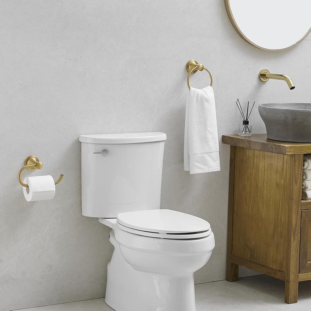 Hoimpro Toilet Paper Holder Towel Ring Set, Wall Mount Brushed Gold