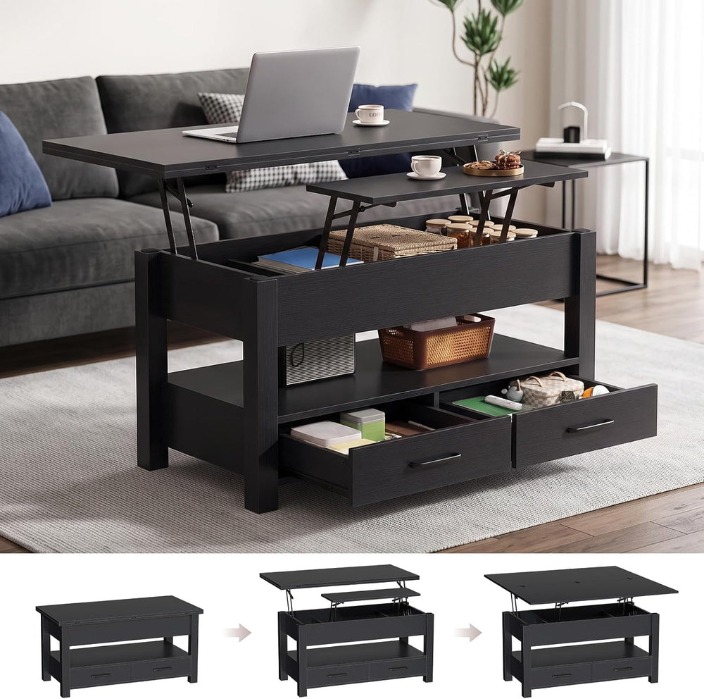 DUMOS 39.4" Convertible Lift Top Coffee Table, 4 in 1 Multifunctional Table