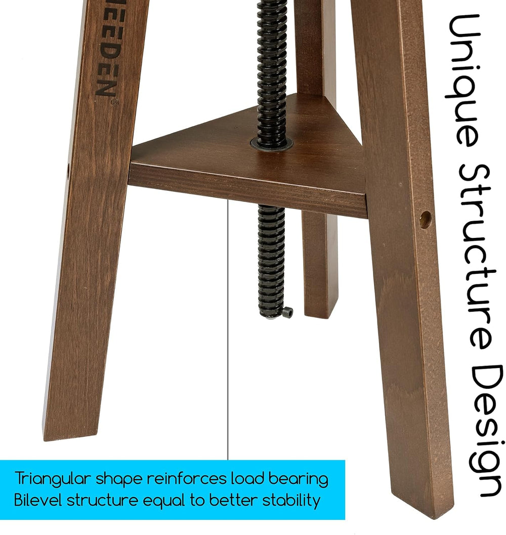 MEEDEN Walnut Drafting Stool with Solid Beech Wood, Height Adjustable Artist ...
