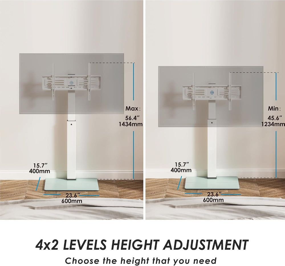 FITUEYES Swivel Floor TV Stand with Mount for TVs 37-75 Inch TVs, White | Uni...