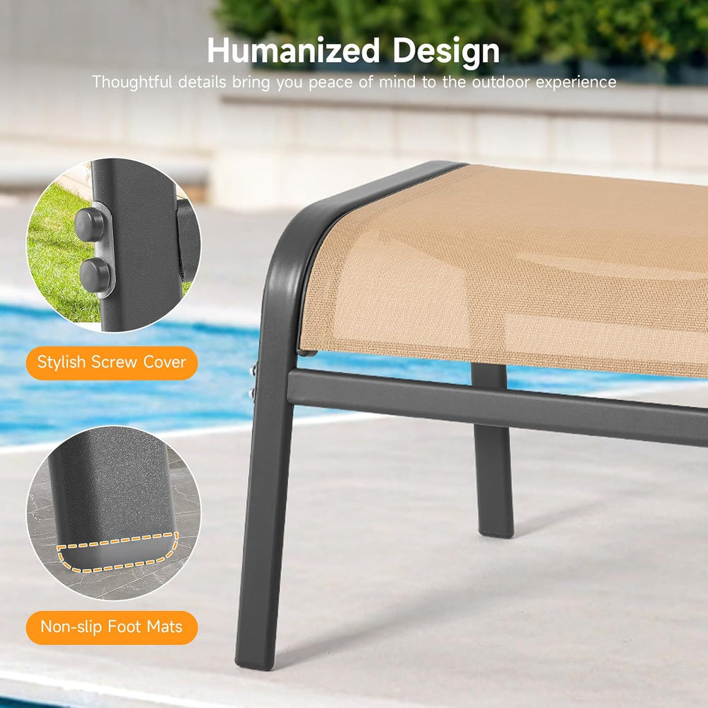 ONBRILL Outdoor Ottoman Set of 2, Oversized Outdoor Foot Rest, Beige | Stacka...