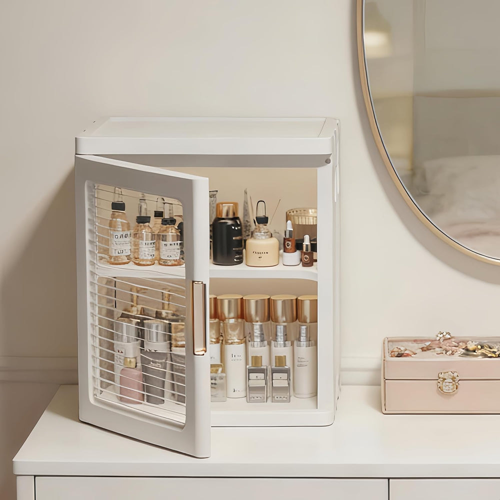 Countertop Storage Cabinet with Door and Shelf Mini Foldable Small Cabinet Or...
