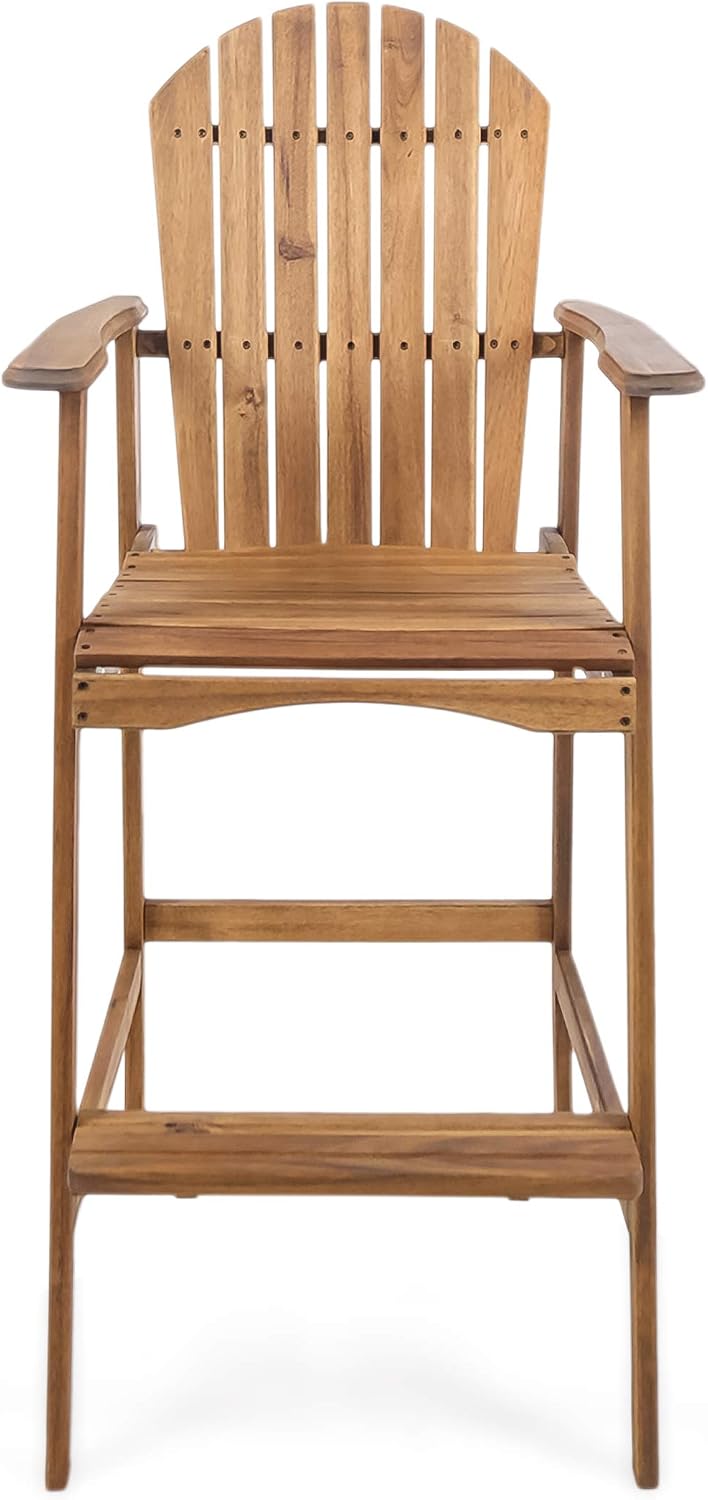 Great Deal Furniture Noble House Malibu Outdoor Acacia Wood Adirondack Barsto...