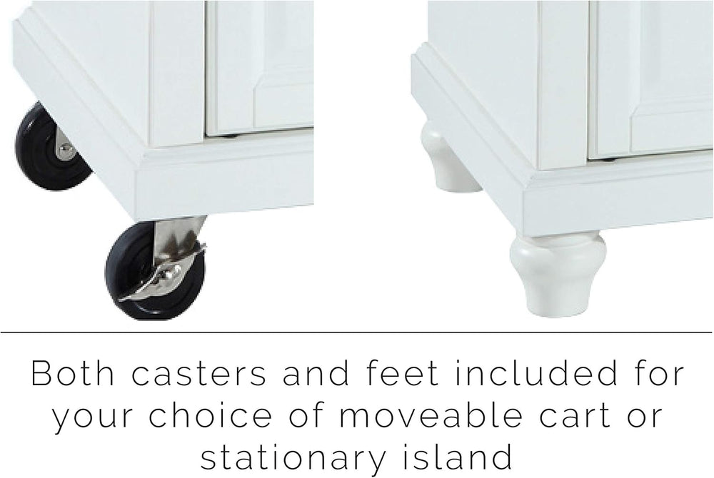 Crosley Furniture Cambridge Stone Top Small Portable Rolling Kitchen Island S...