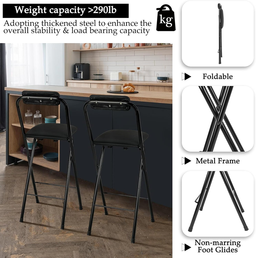 Thyle 1 Pcs Folding Bar Stool with Backrest Counter Height Seat,29.5 Inch | T...