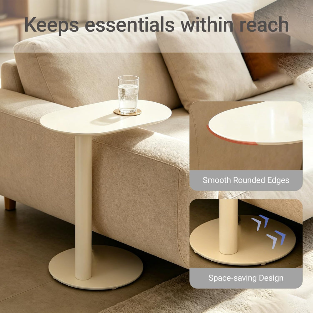Modern C-Shaped End Table, Small Sofa Side Table Metal Side Table for Couch a...