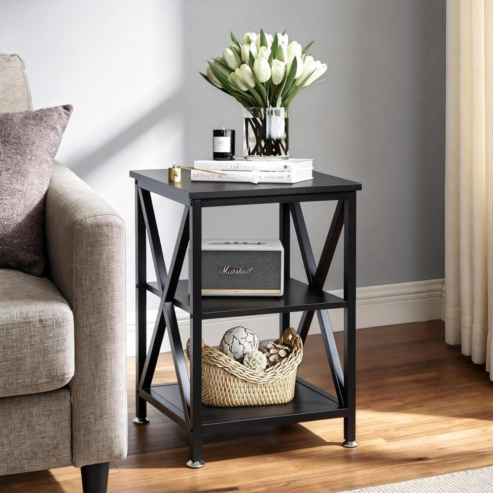 TooCust Square End Table with Storage Shelf, 16" D X 16" W X 24&quo...